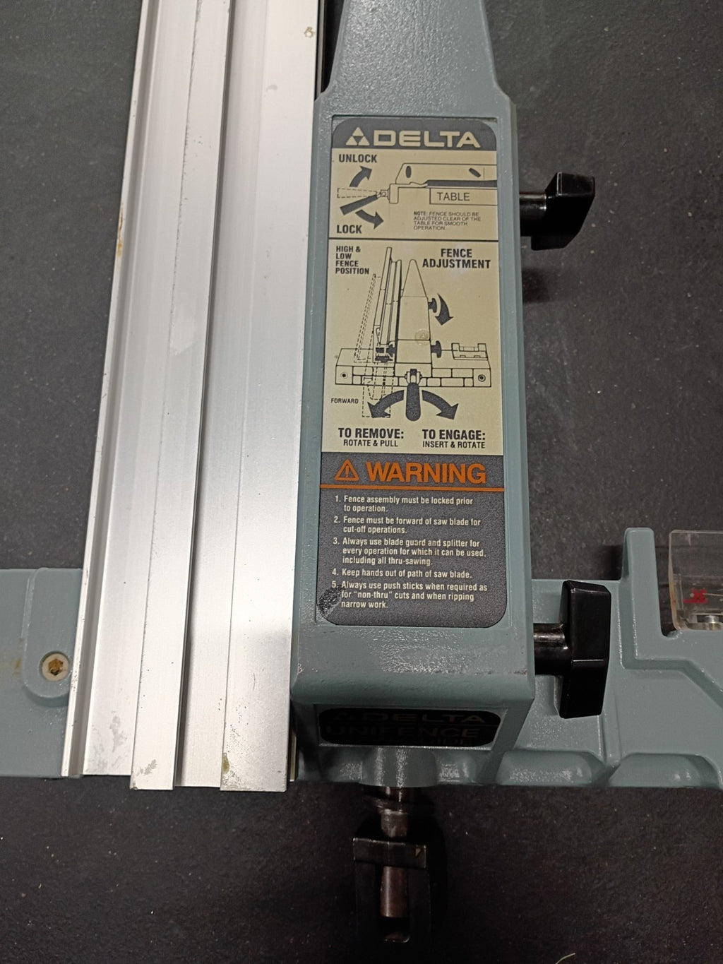 Delta Unifence Rip Fence Guide for Table Saw 34-441 & Unisaw JET Craftsman