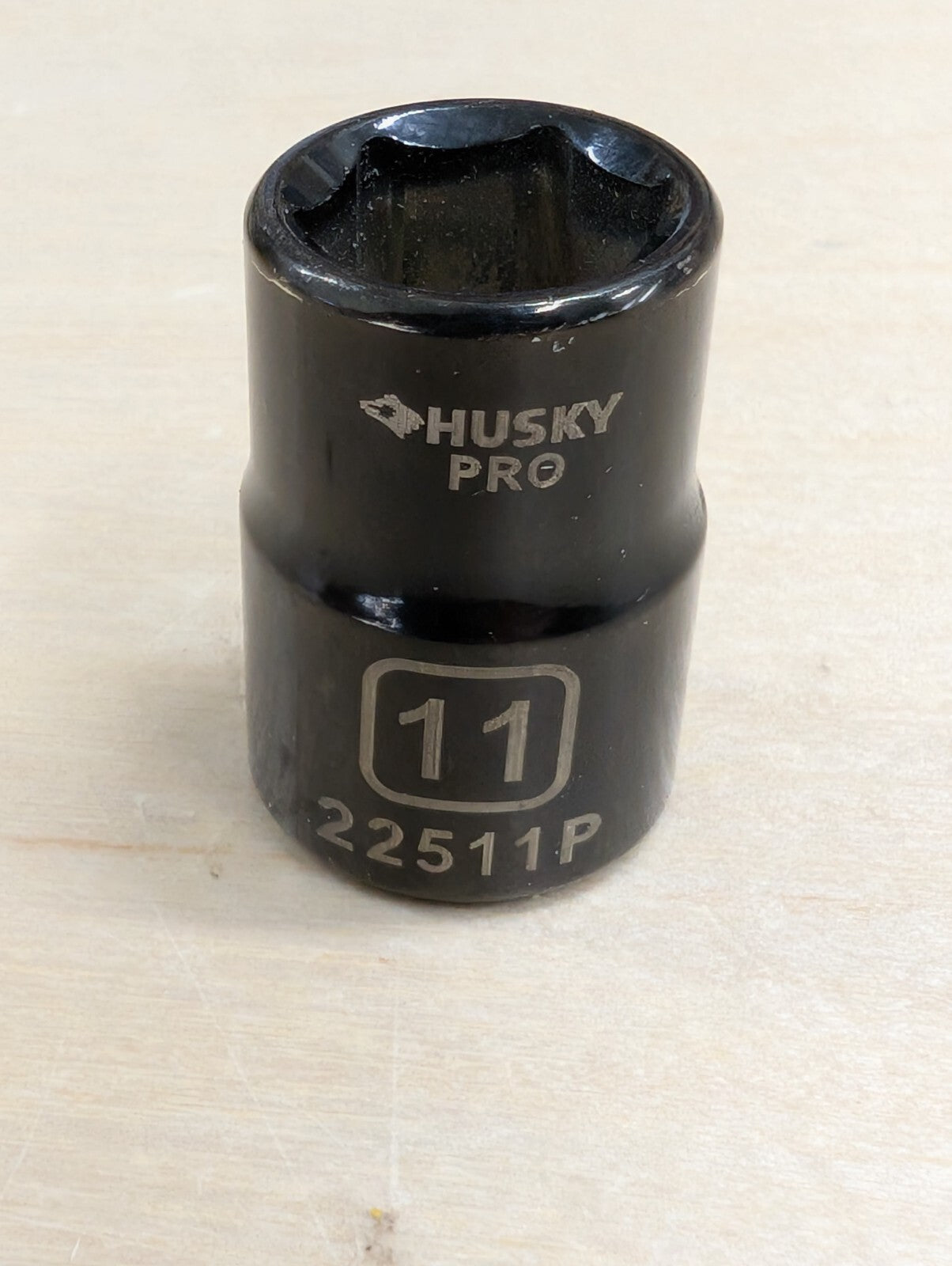 Husky Pro Black Chrome Socket 11mm Metric 22511P Shallow 6 Point 3/8" Drive