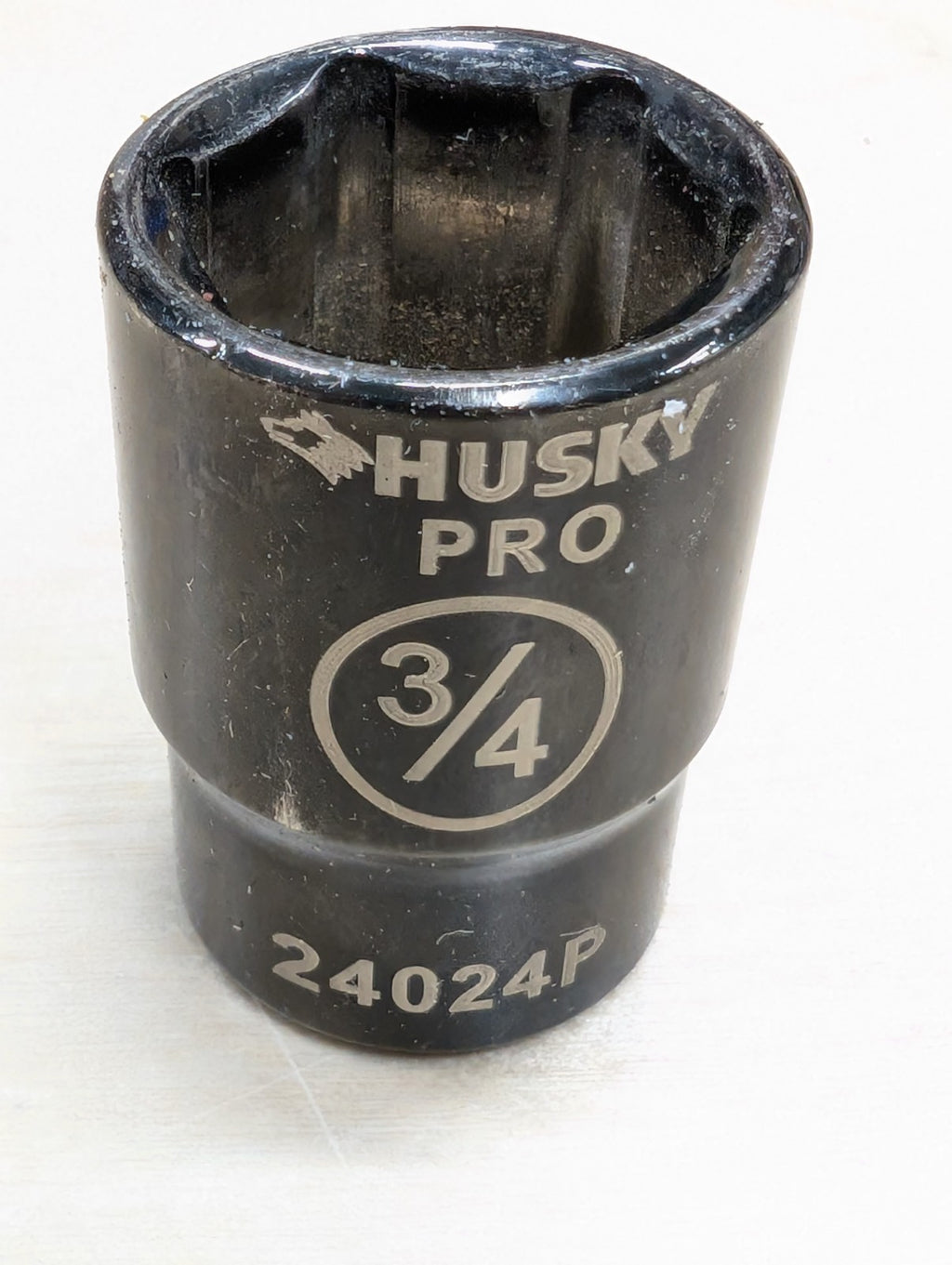 Husky Pro Black Chrome Socket 3/4" SAE 24024P Shallow 6 Point 1/2" Drive