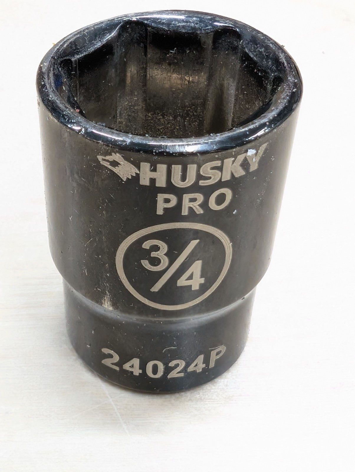 Husky Pro Black Chrome Socket 3/4" SAE 24024P Shallow 6 Point 1/2" Drive