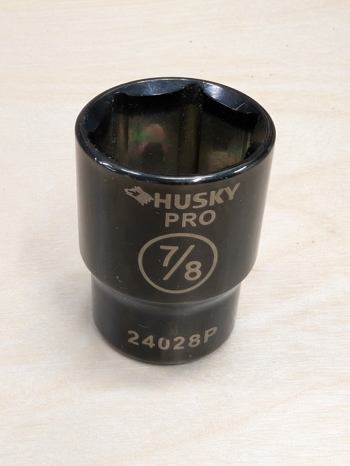 Husky Pro Black Chrome Socket 7/8" SAE 24028P Shallow 6 Point 1/2" Drive