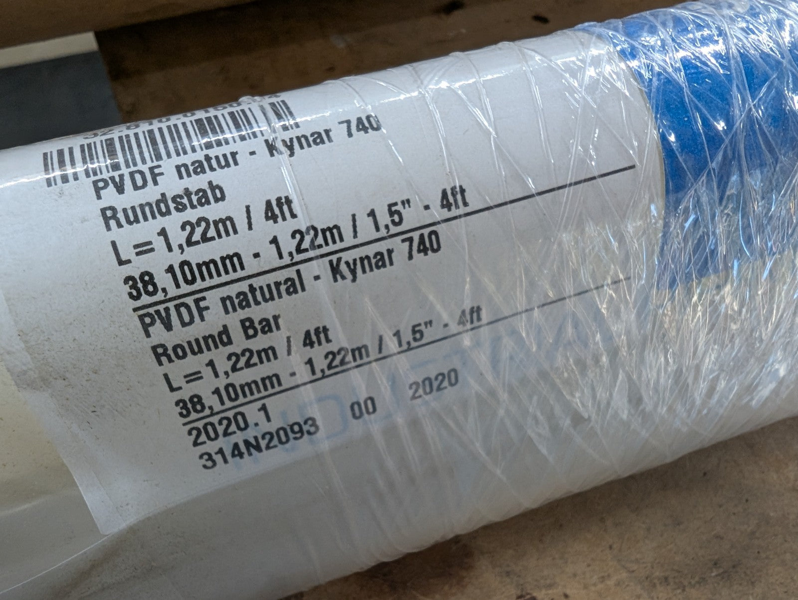 Kynar 740 PVDF Rod Natural 1+1/2" dia. 10ft Total Lot of 3 Pieces