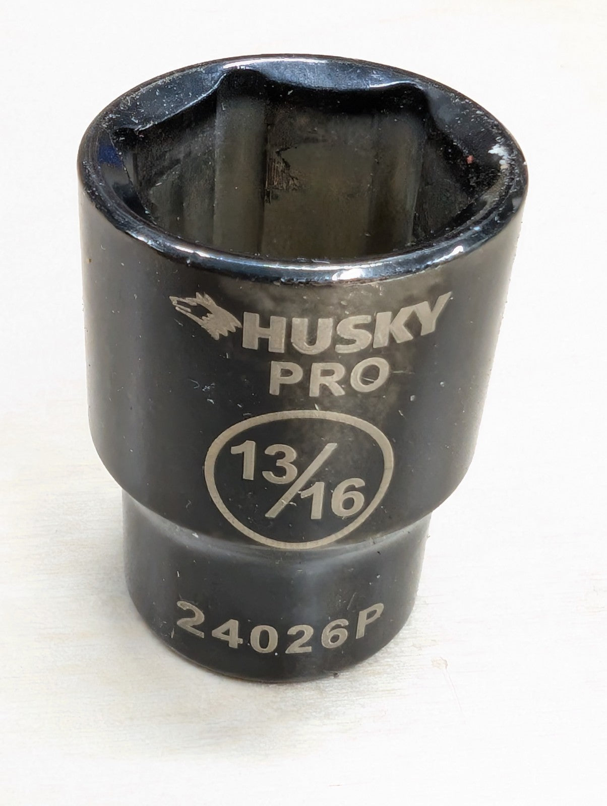 Husky Pro Black Chrome Socket 13/16" SAE 24026P Shallow 6 Point 1/2" Drive